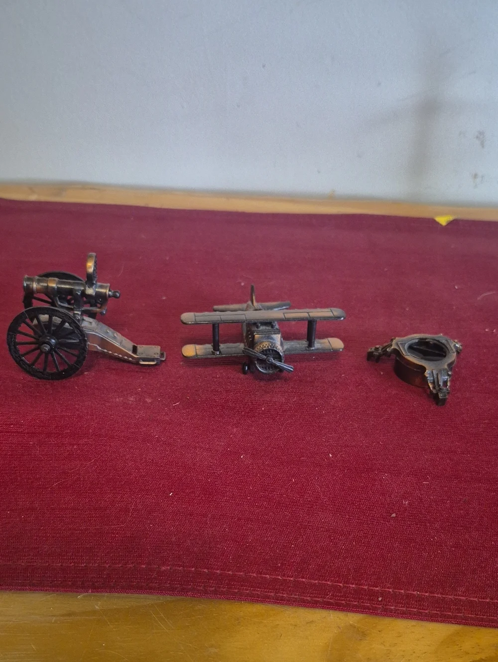 Vintage-Style Kids Toy Metal Plane, Cannon & Accessory Set - Brown